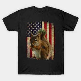 American Flag Squirrel Charm, Urban Wildlife Couture Tee Delight T-Shirt